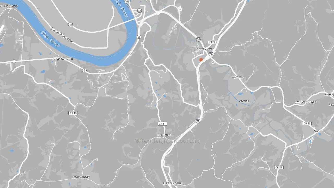 Bike Grade map of Silverton, WV