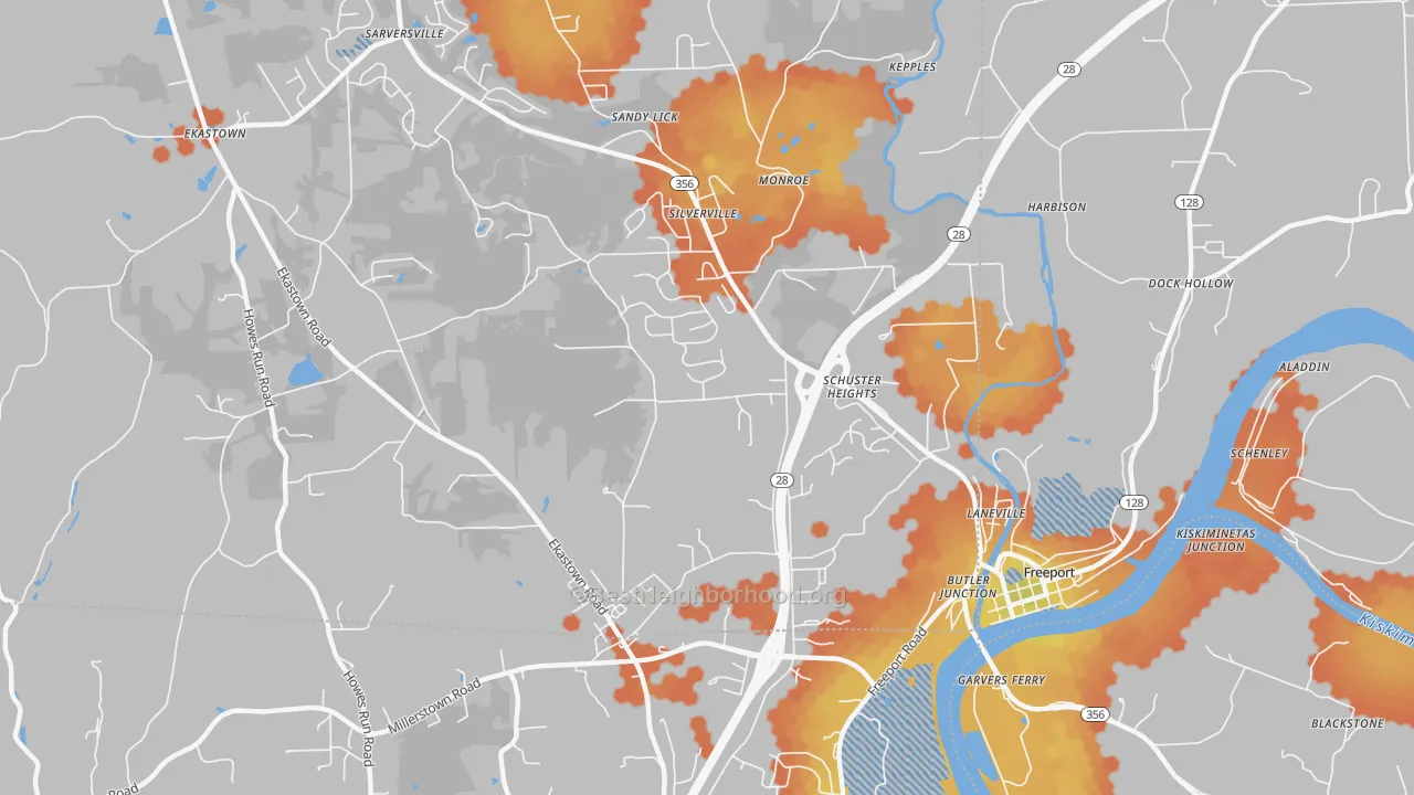 Bike Grade map of Silverville, PA