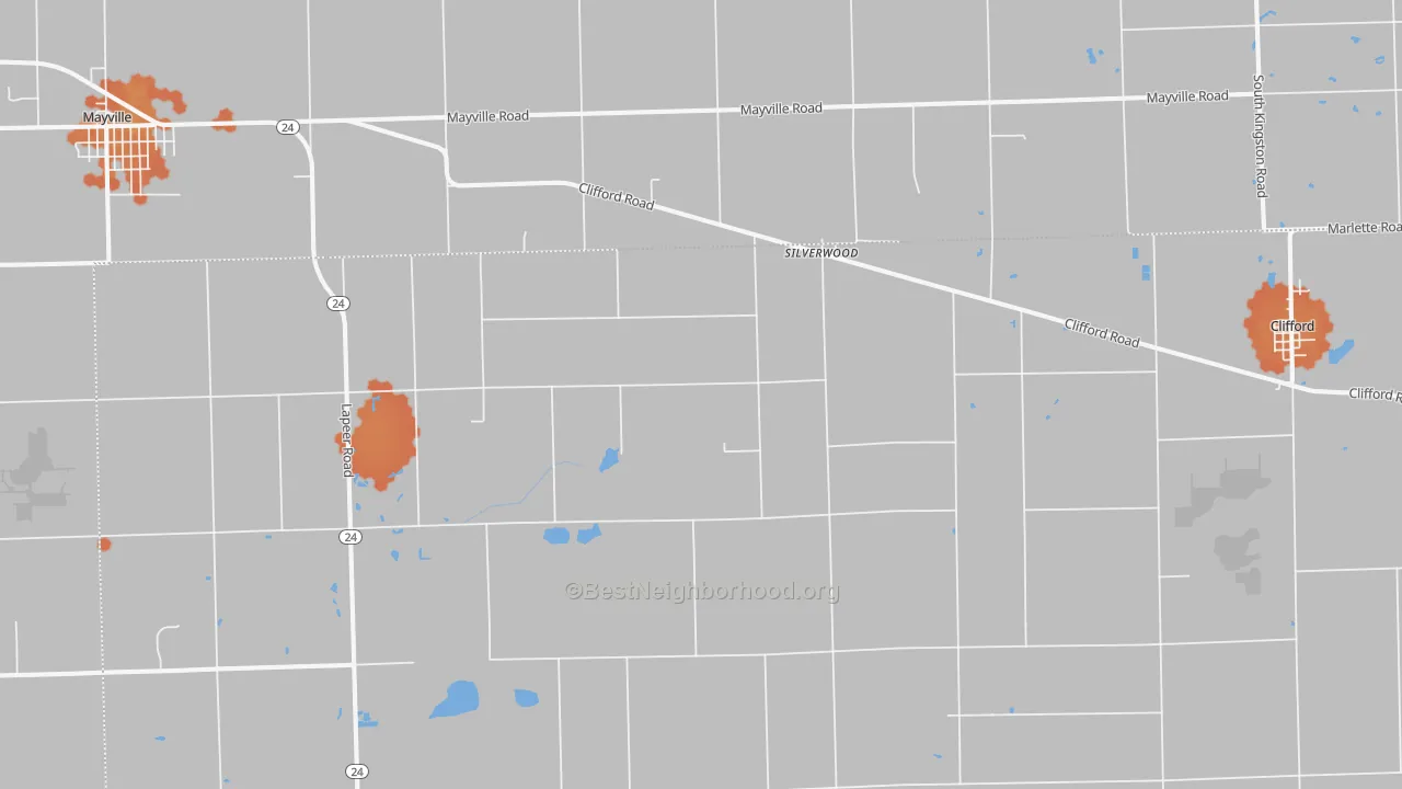 Bike Grade map of Silverwood, MI
