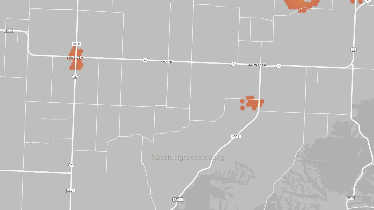 Bike Grade map of Simcoe, MO