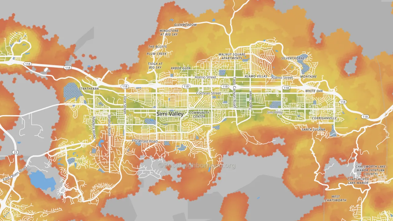 Bike Grade map of Simi Valley, CA