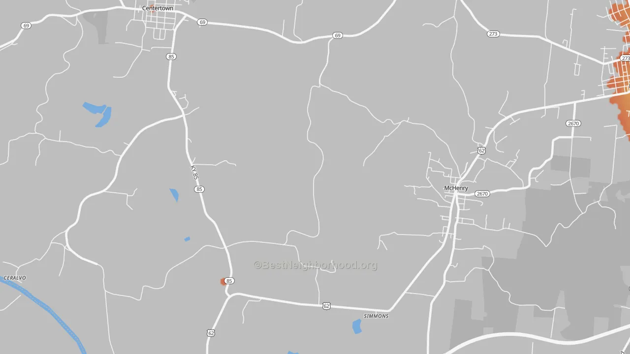 Bike Grade map of Simmons, KY