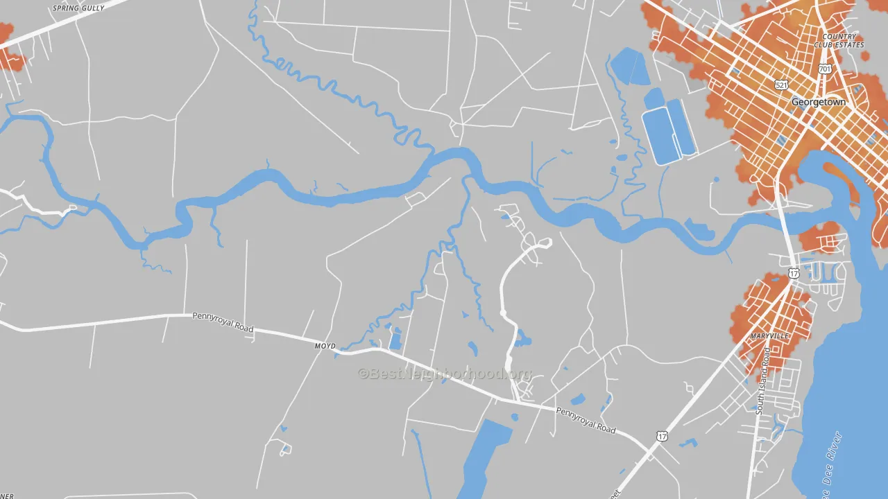 Bike Grade map of Simmonsville, SC