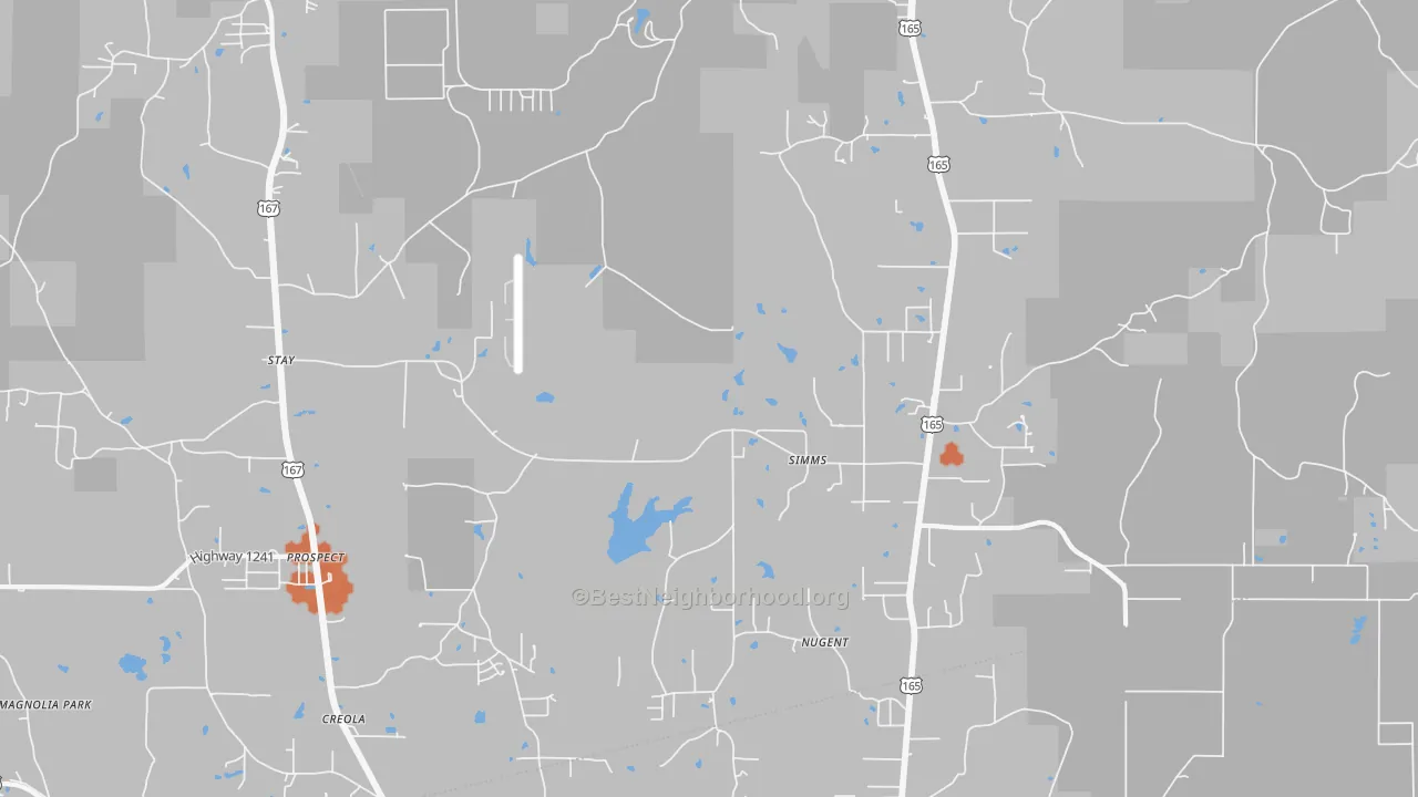 Bike Grade map of Simms, LA
