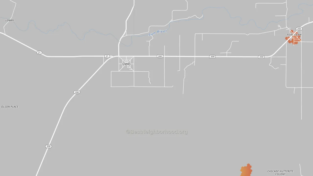 Bike Grade map of Simms, MT