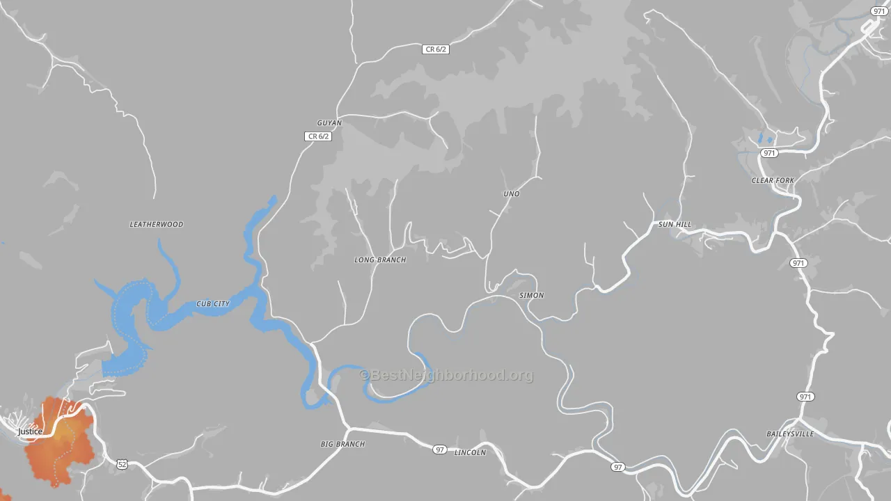 Bike Grade map of Simon, WV
