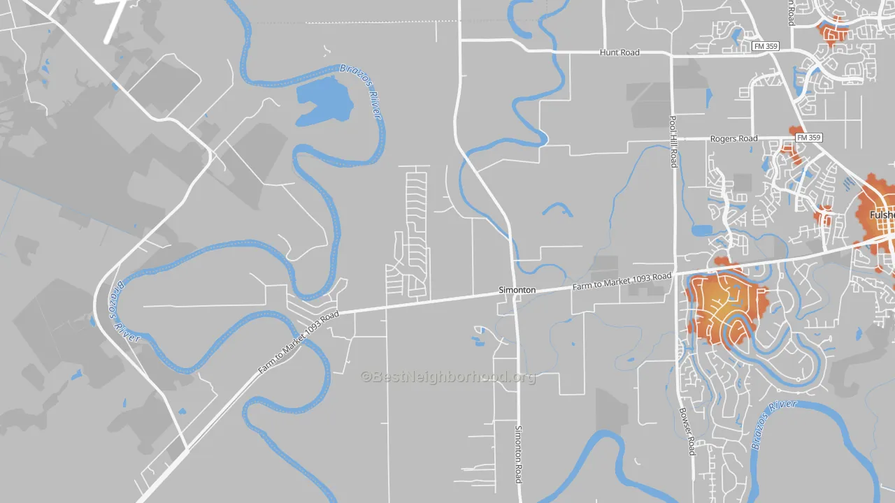 Bike Grade map of Simonton, TX