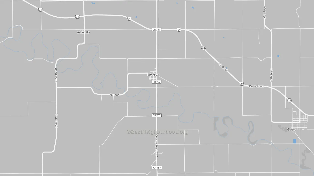 Bike Grade map of Simpson, KS