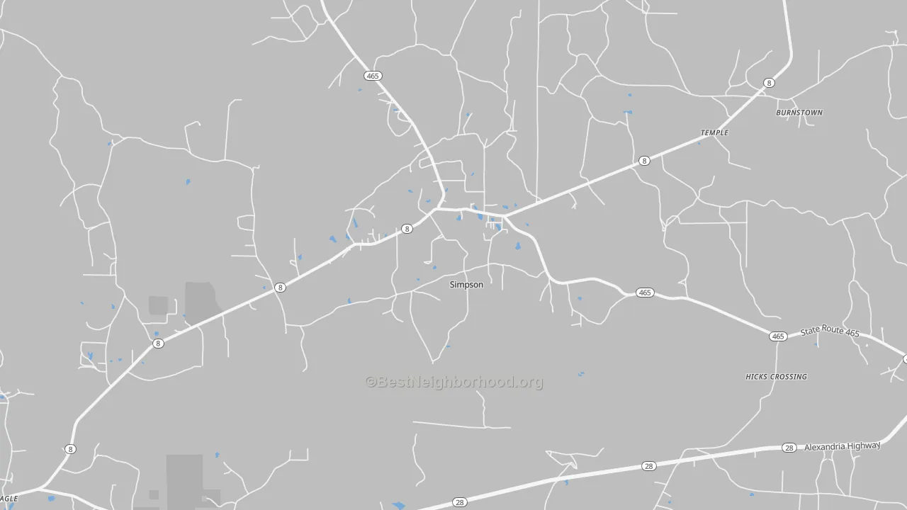 Bike Grade map of Simpson, LA