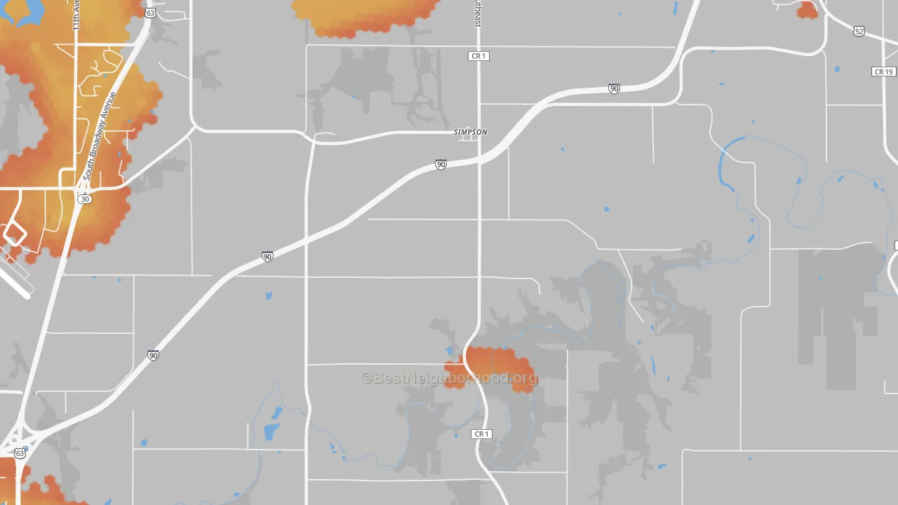 Bike Grade map of Simpson, MN