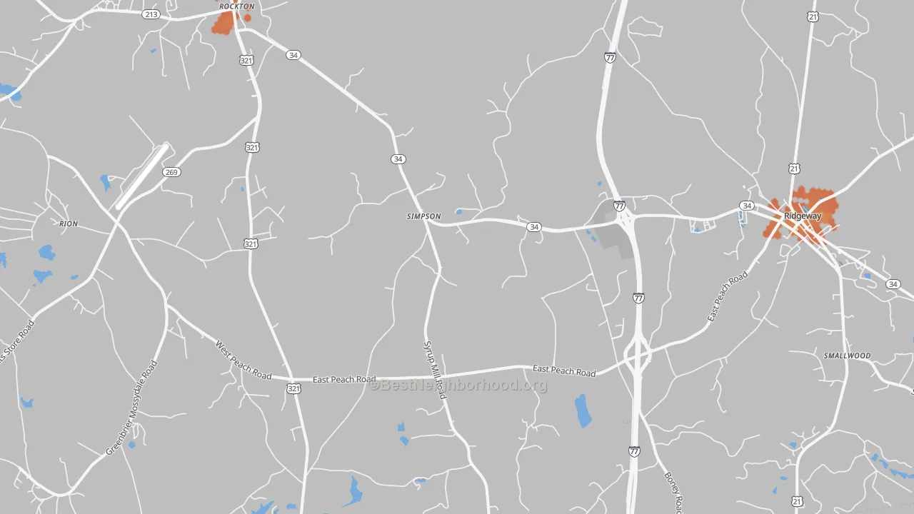 Bike Grade map of Simpson, SC