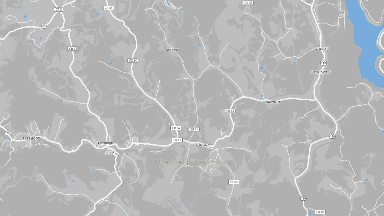 Bike Grade map of Simpson, WV