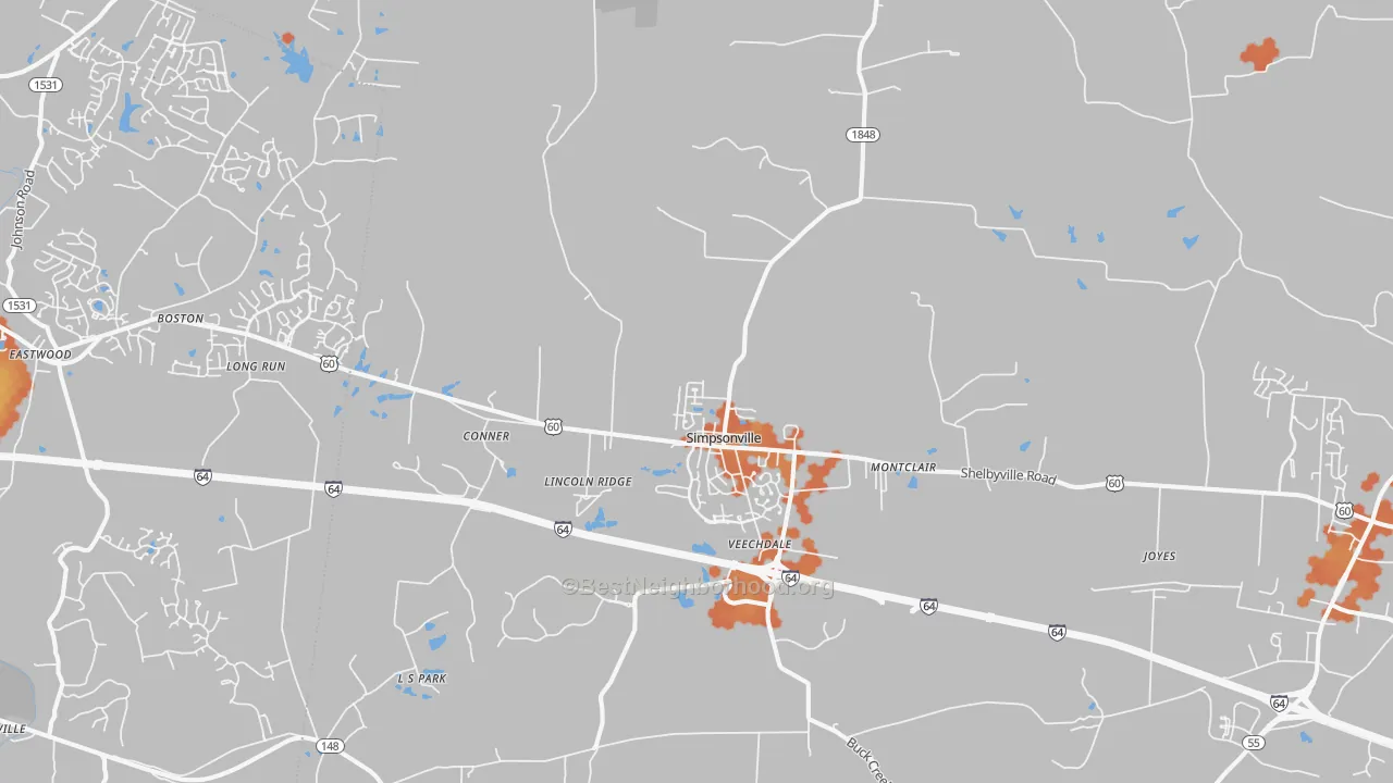 Bike Grade map of Simpsonville, KY