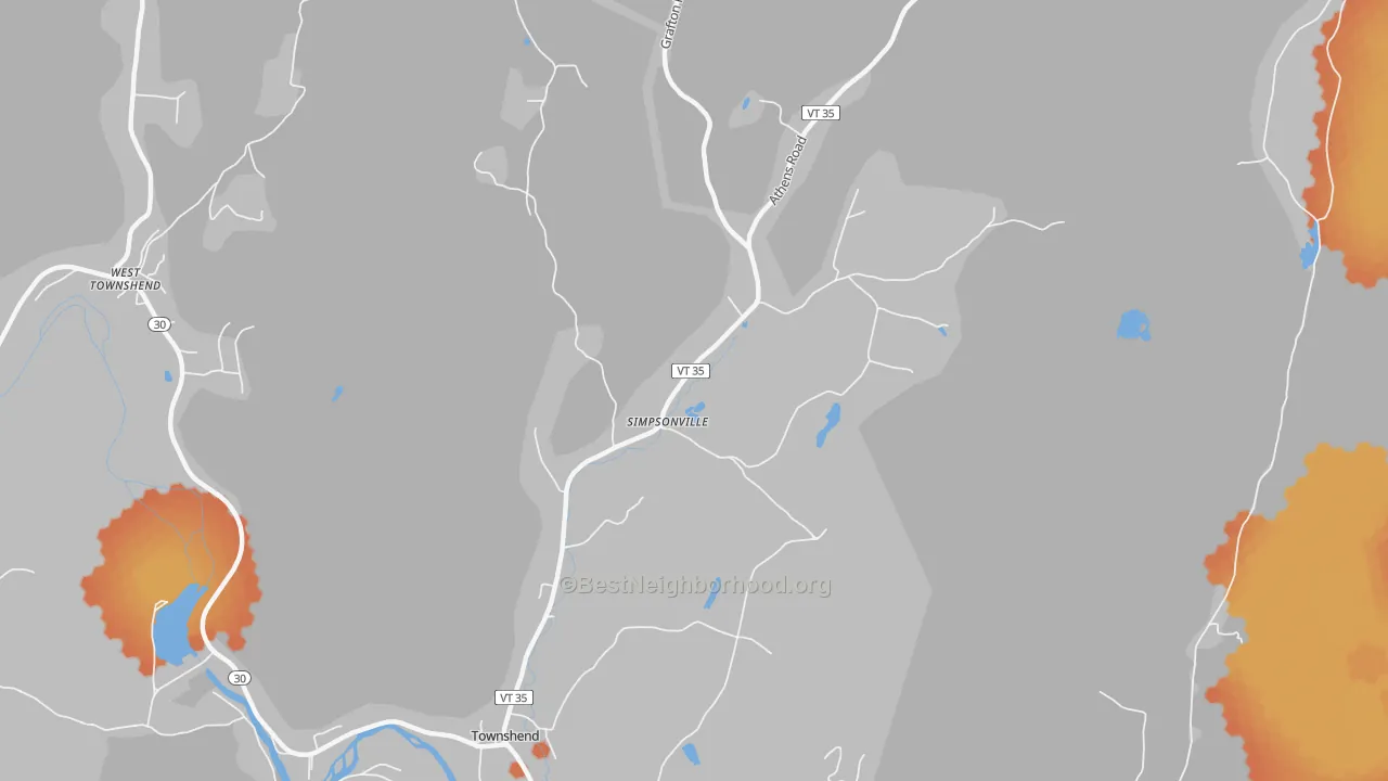 Bike Grade map of Simpsonville, VT