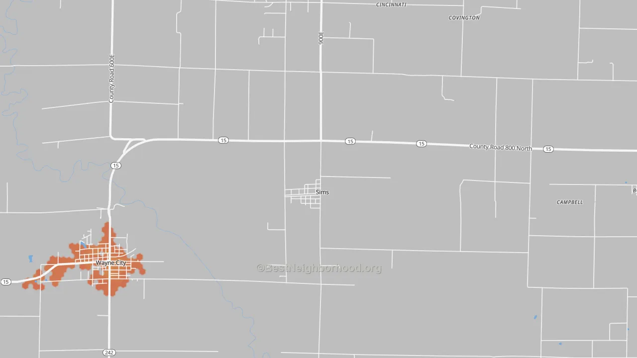 Bike Grade map of Sims, IL