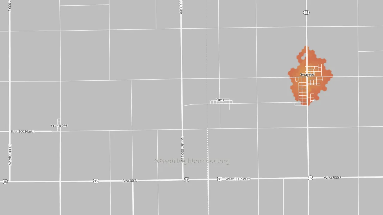 Bike Grade map of Sims, IN