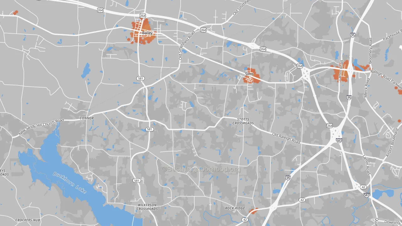 Bike Grade map of Sims, NC