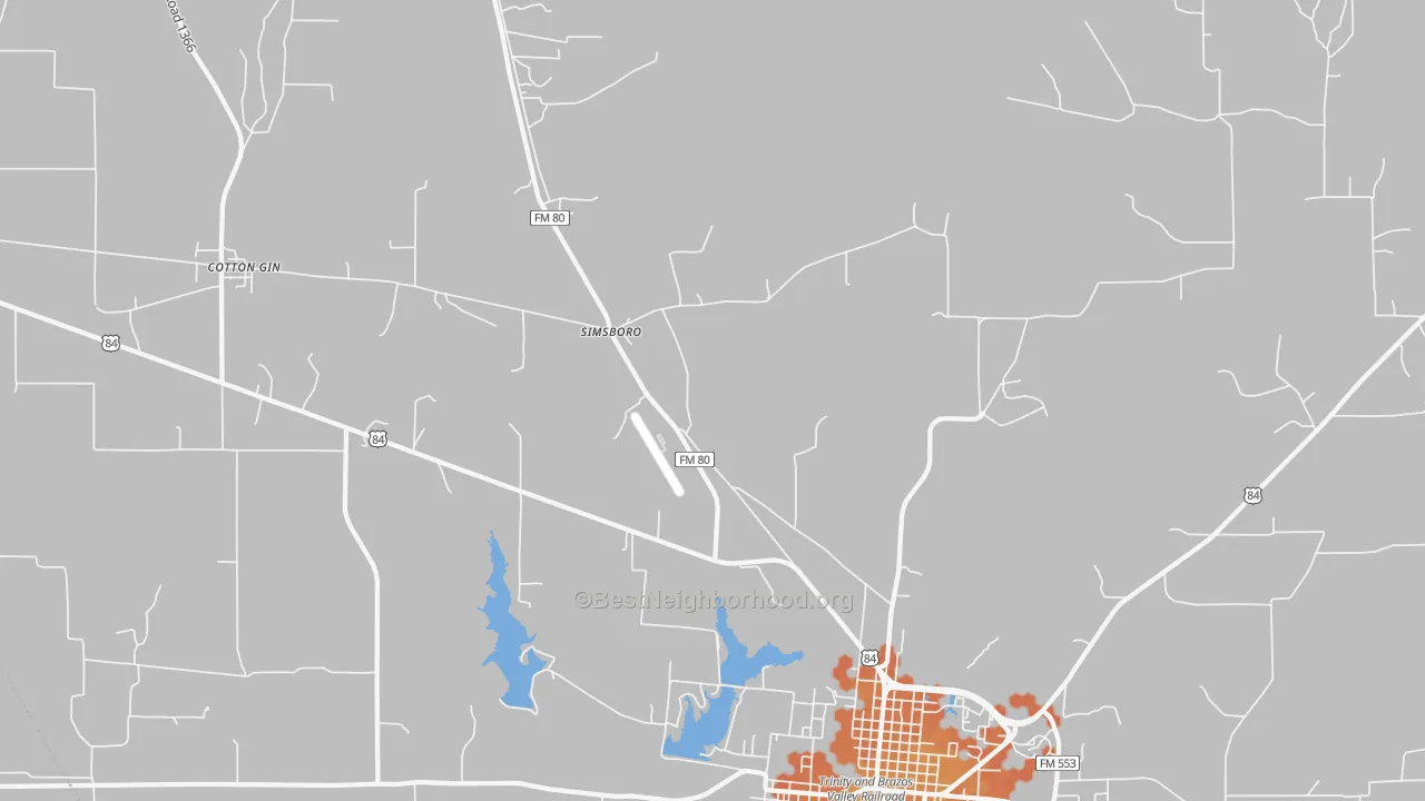 Bike Grade map of Simsboro, TX
