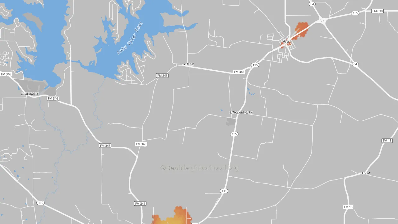 Bike Grade map of Sinclair City, TX