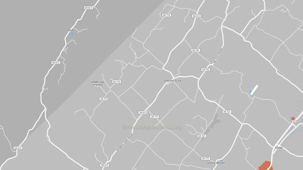 Bike Grade map of Singers Glen, VA
