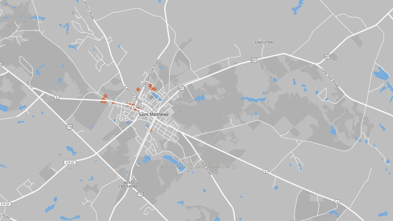 Bike Grade map of Singleton, SC