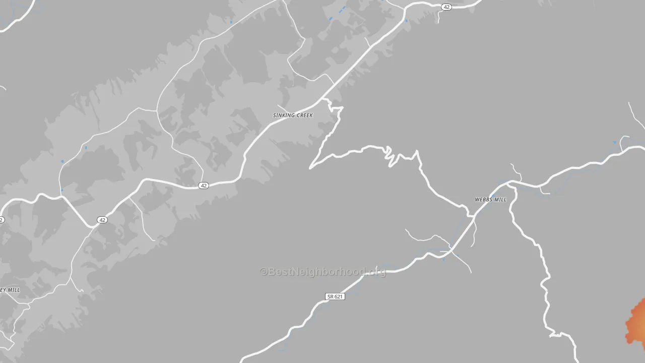 Bike Grade map of Sinking Creek, VA