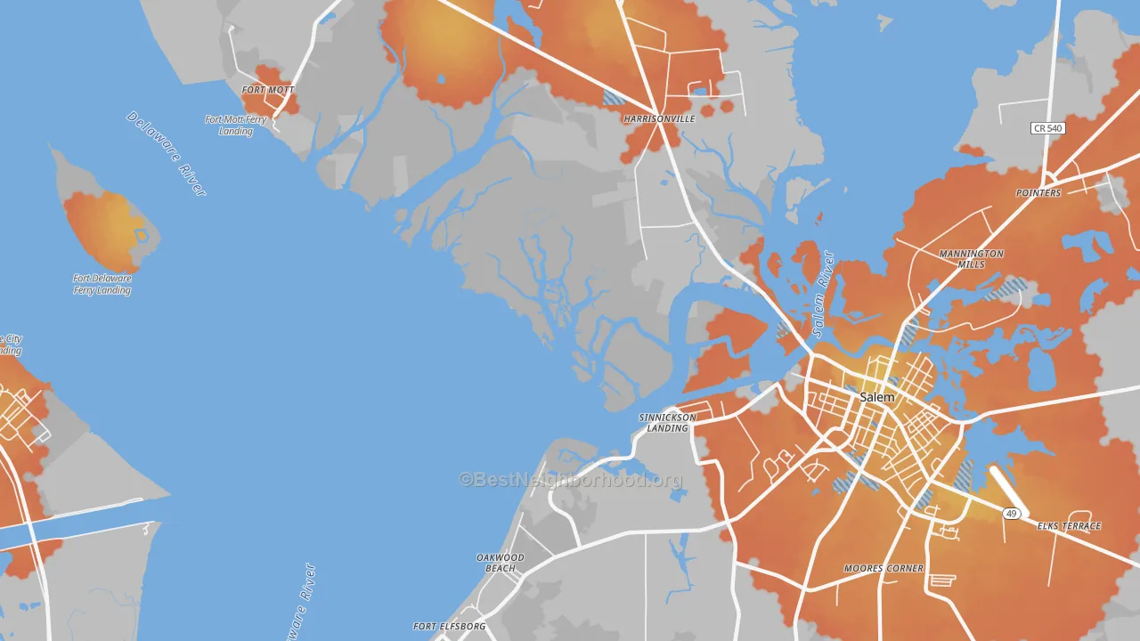 Bike Grade map of Sinnickson Landing, NJ