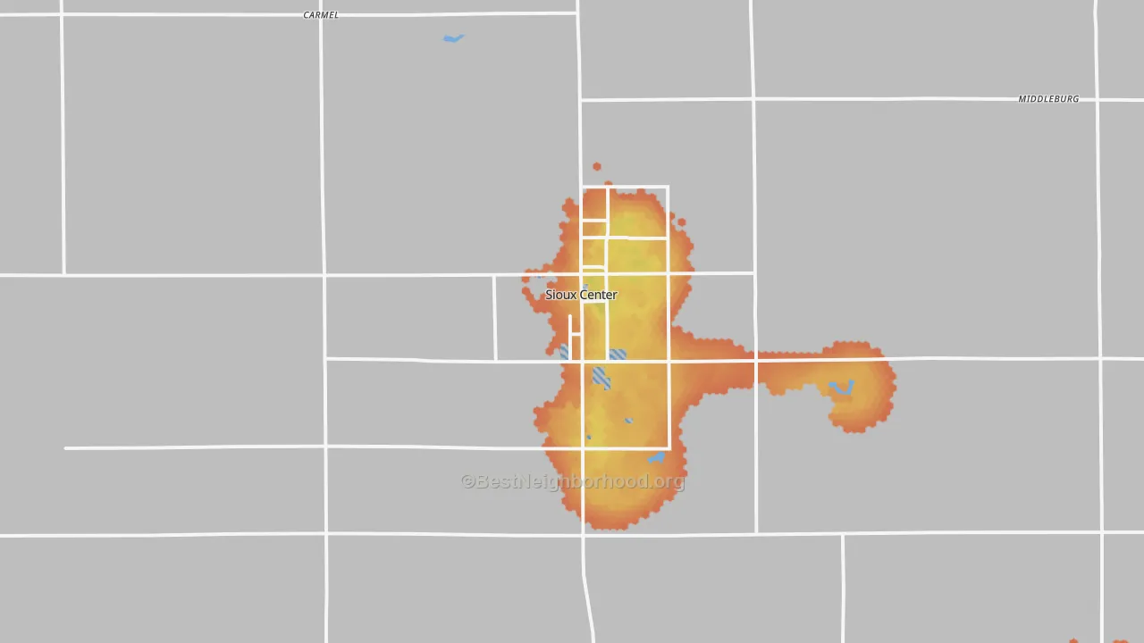 Bike Grade map of Sioux Center, IA