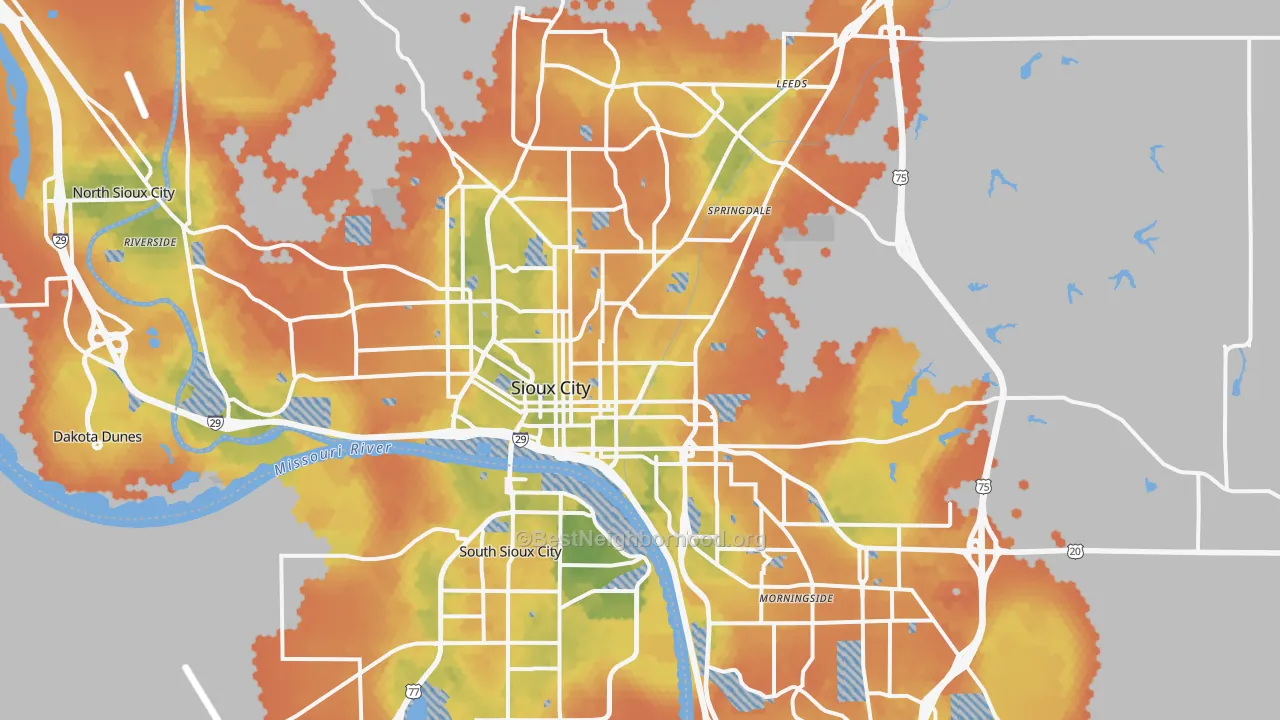 Bike Grade map of Sioux City, IA