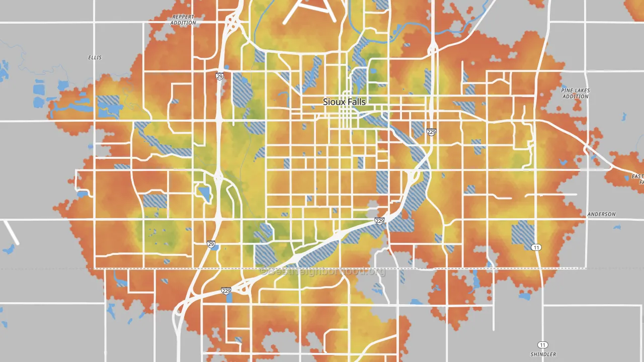 Bike Grade map of Sioux Falls, SD