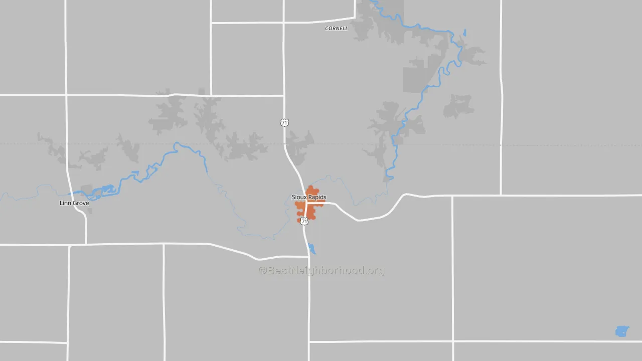 Bike Grade map of Sioux Rapids, IA