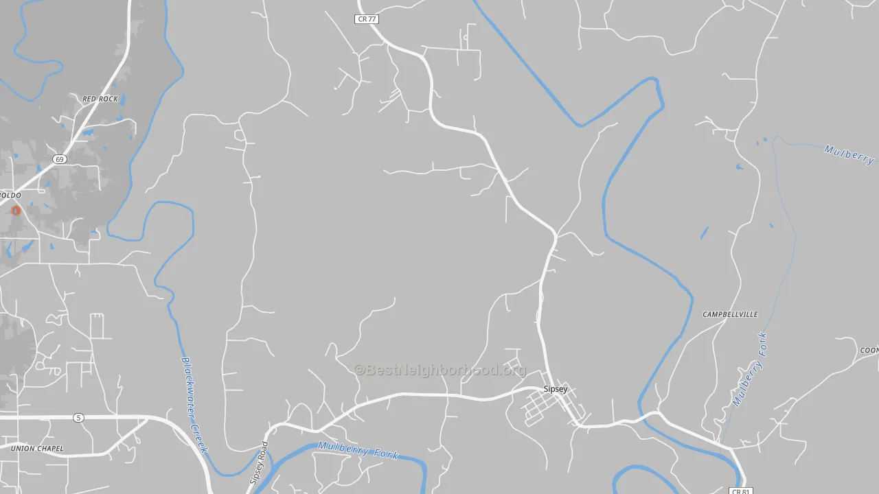 Bike Grade map of Sipsey, AL