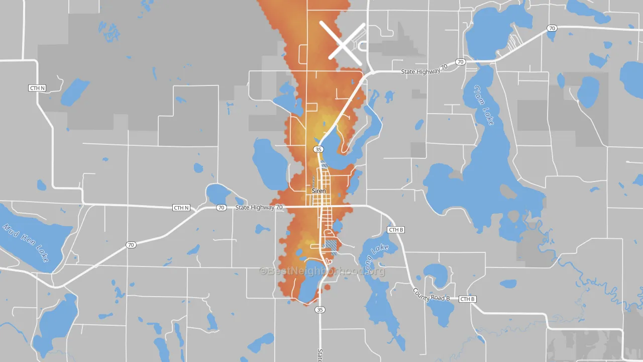 Bike Grade map of Siren, WI