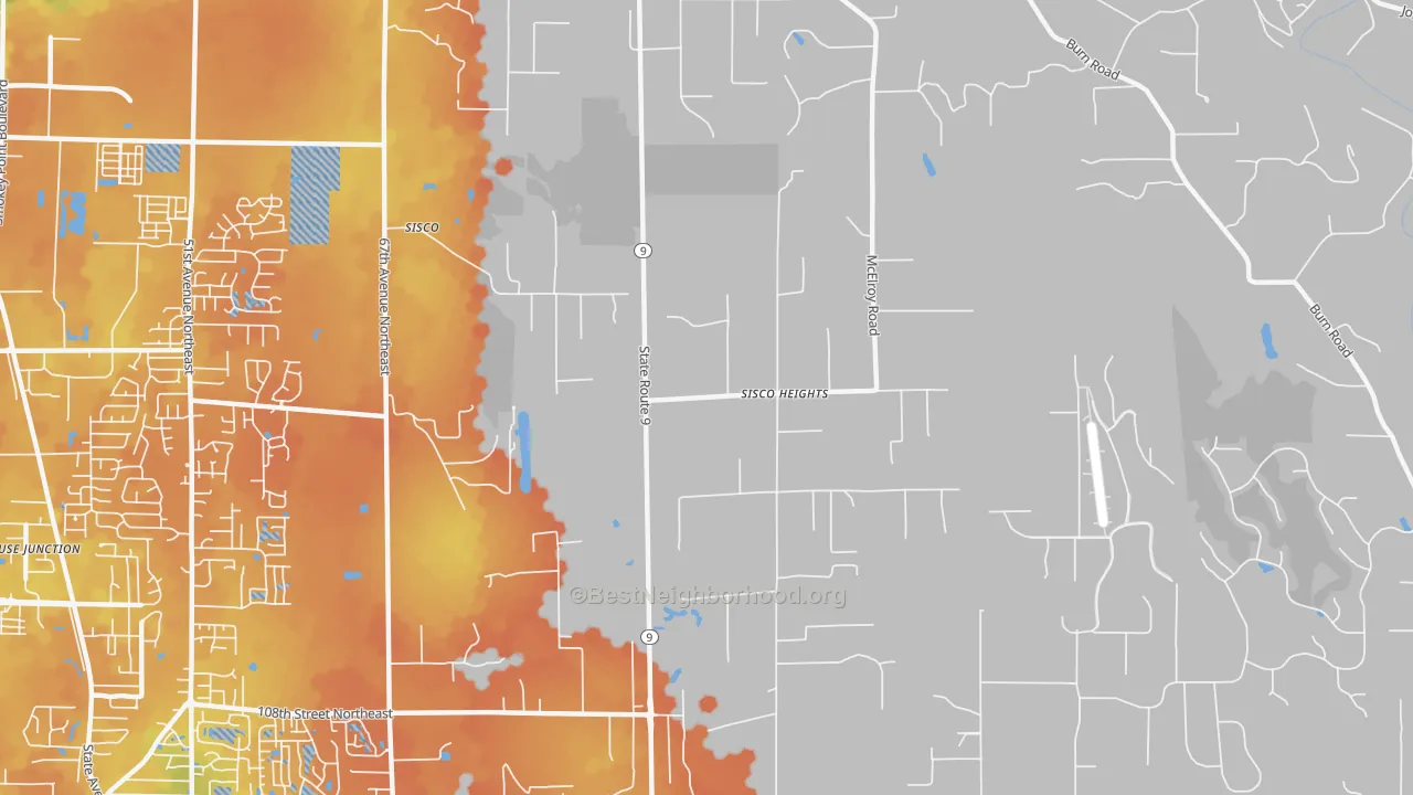 Bike Grade map of Sisco Heights, WA
