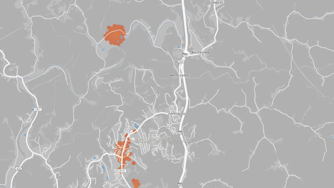 Bike Grade map of Sissonville, WV