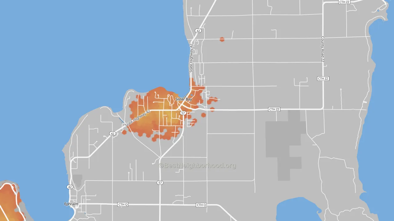 Bike Grade map of Sister Bay, WI