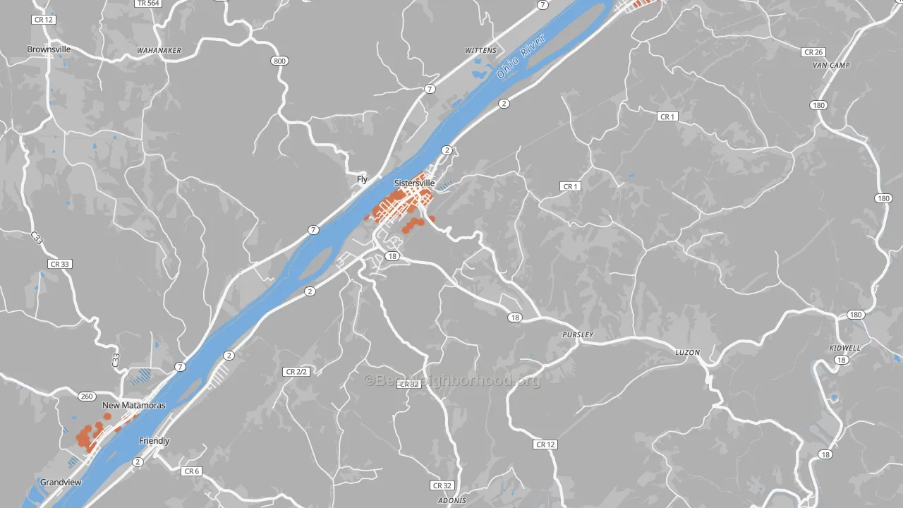 Bike Grade map of Sistersville, WV