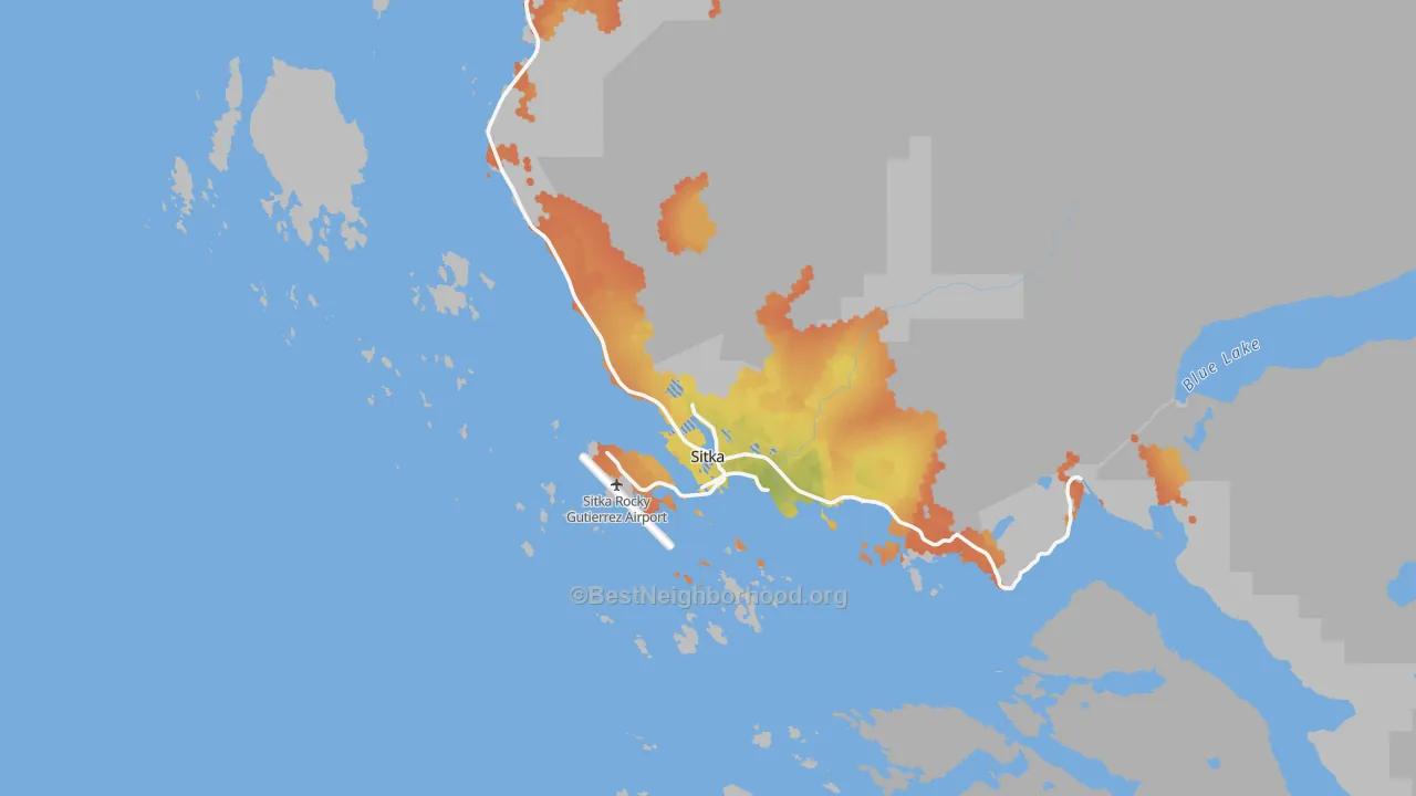 Bike Grade map of Sitka, AK