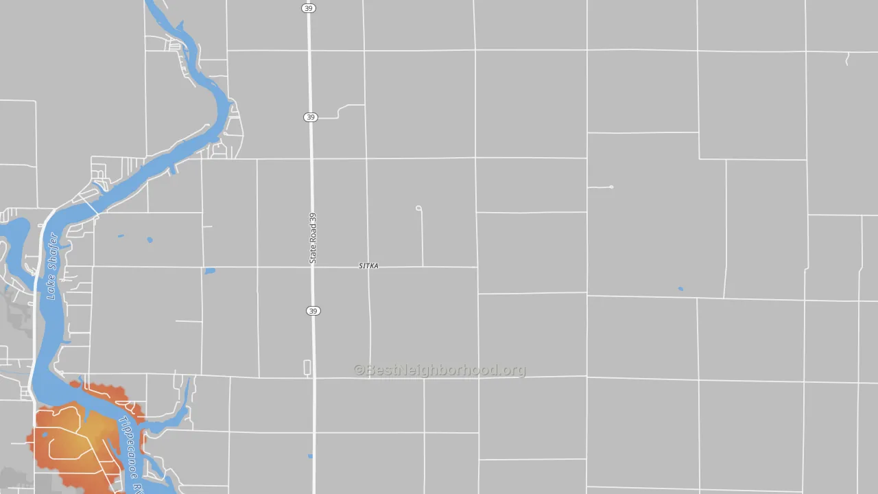 Bike Grade map of Sitka, IN