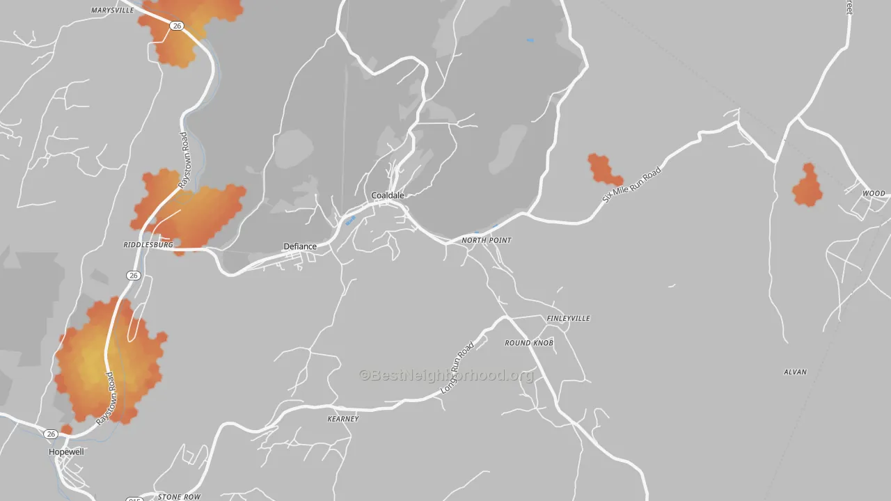 Bike Grade map of Six Mile Run, PA