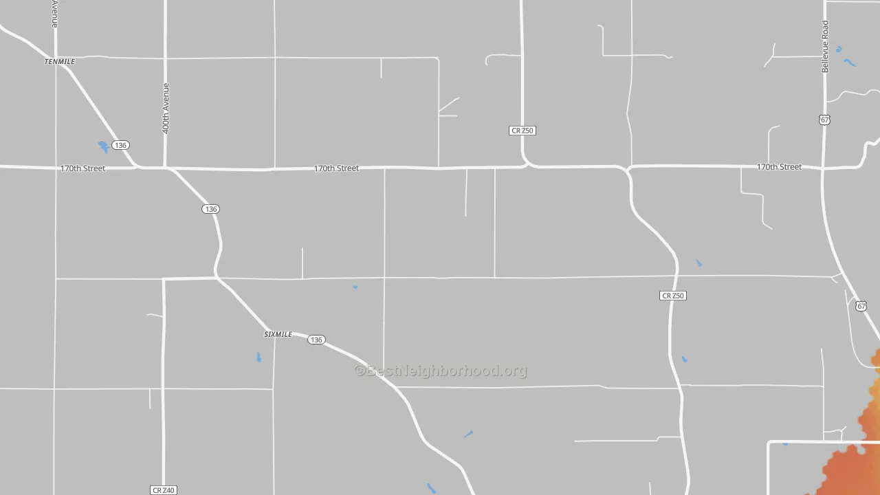 Bike Grade map of Sixmile, IA