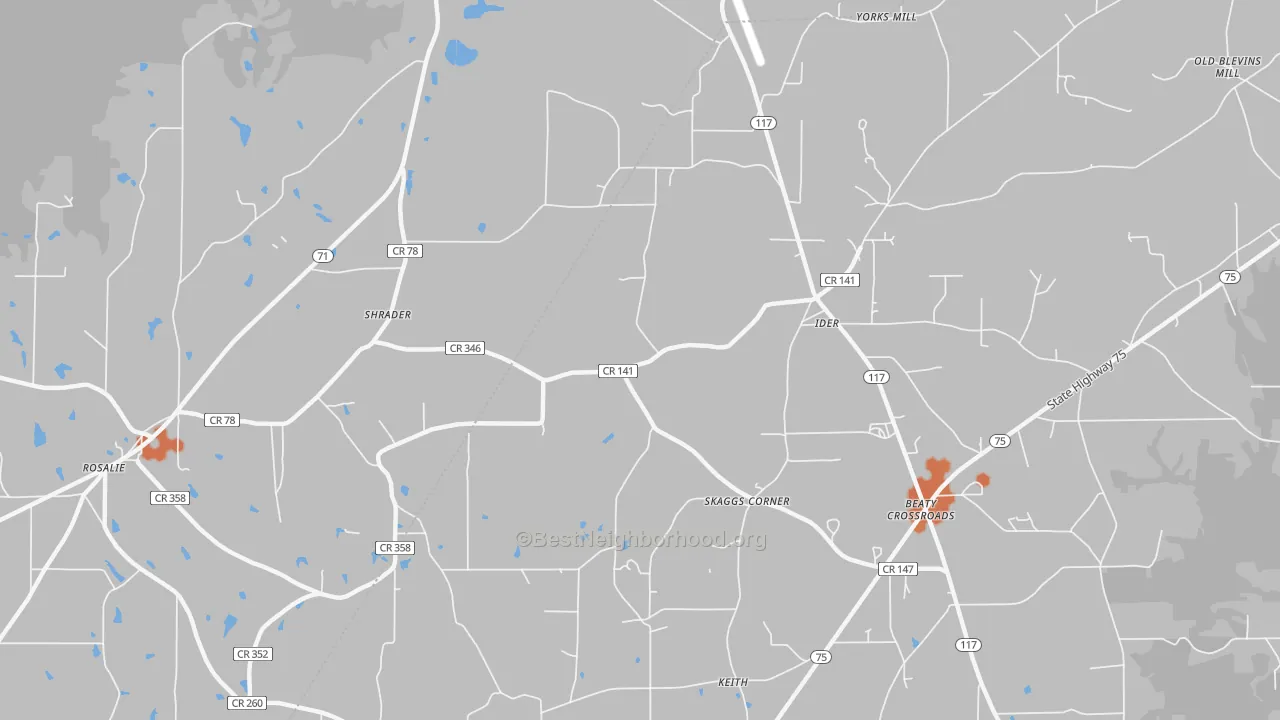 Bike Grade map of Skaggs Corner, AL