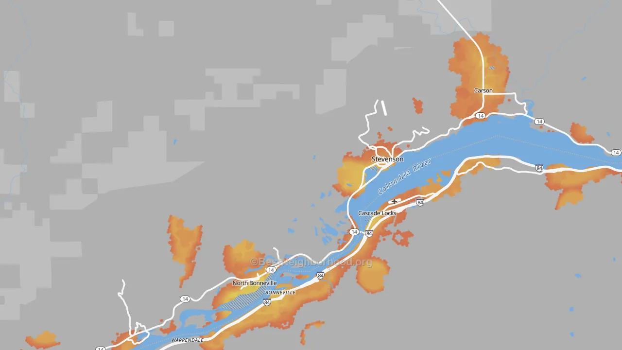 Bike Grade map of Skamania County, WA