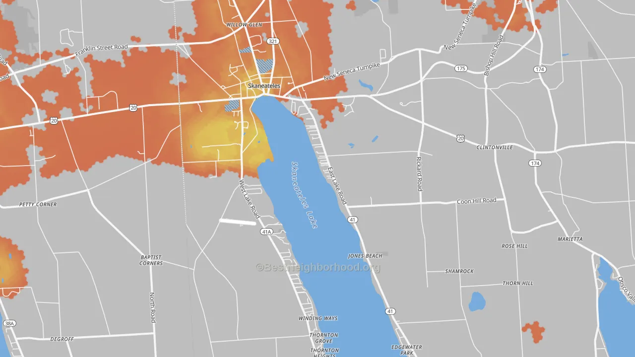 Bike Grade map of Skaneateles, NY