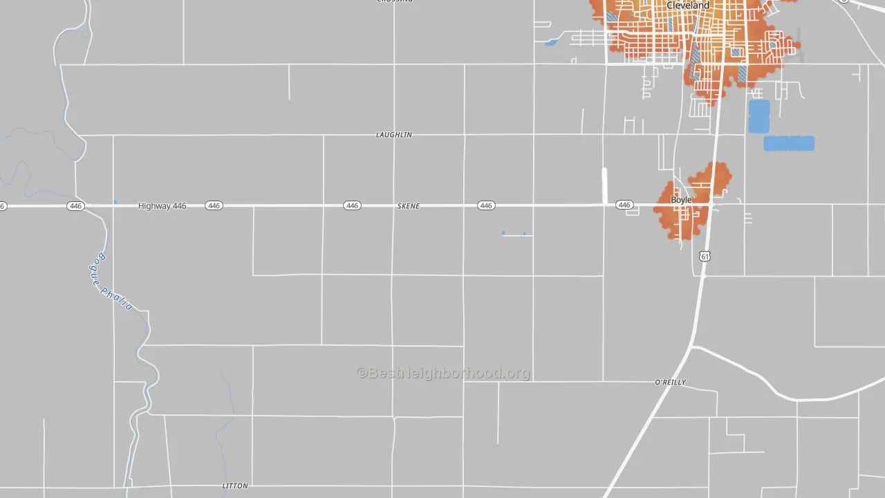 Bike Grade map of Skene, MS