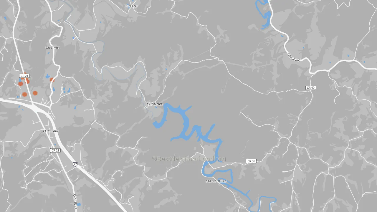 Bike Grade map of Skidmore, WV