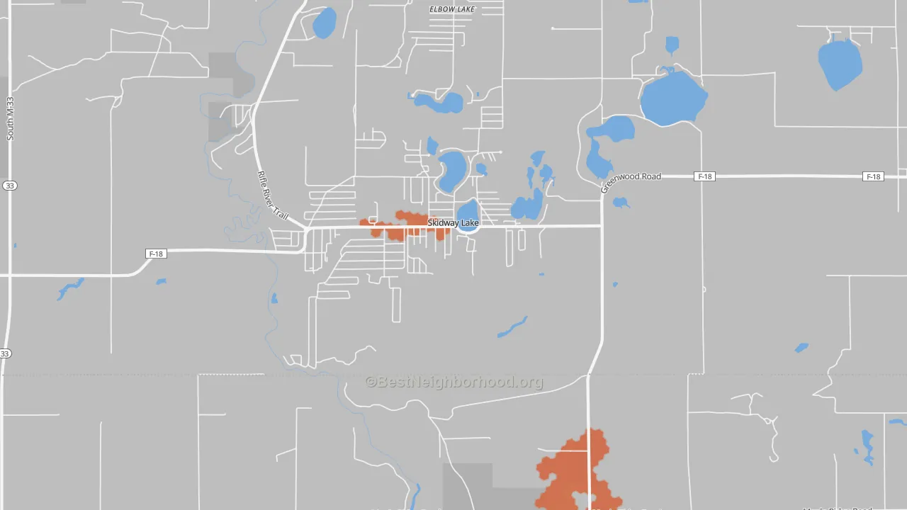 Bike Grade map of Skidway Lake, MI