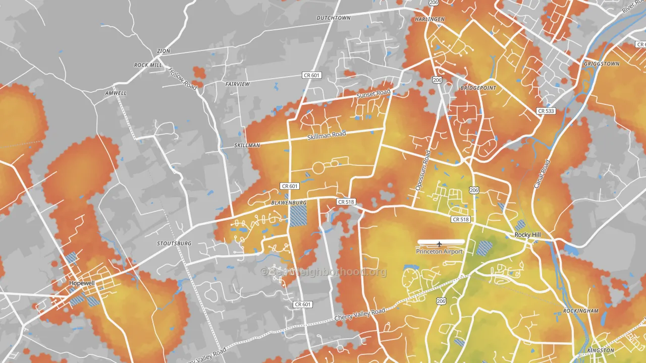 Bike Grade map of Skillman, NJ