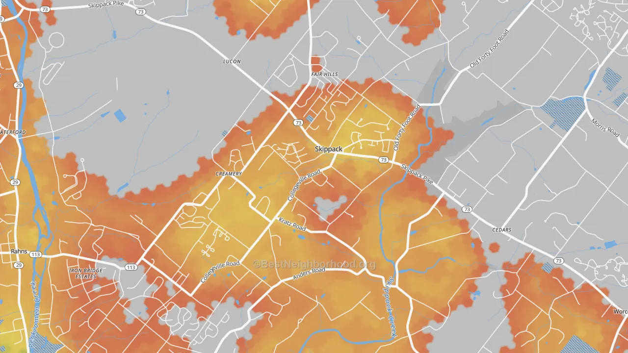 Bike Grade map of Skippack, PA