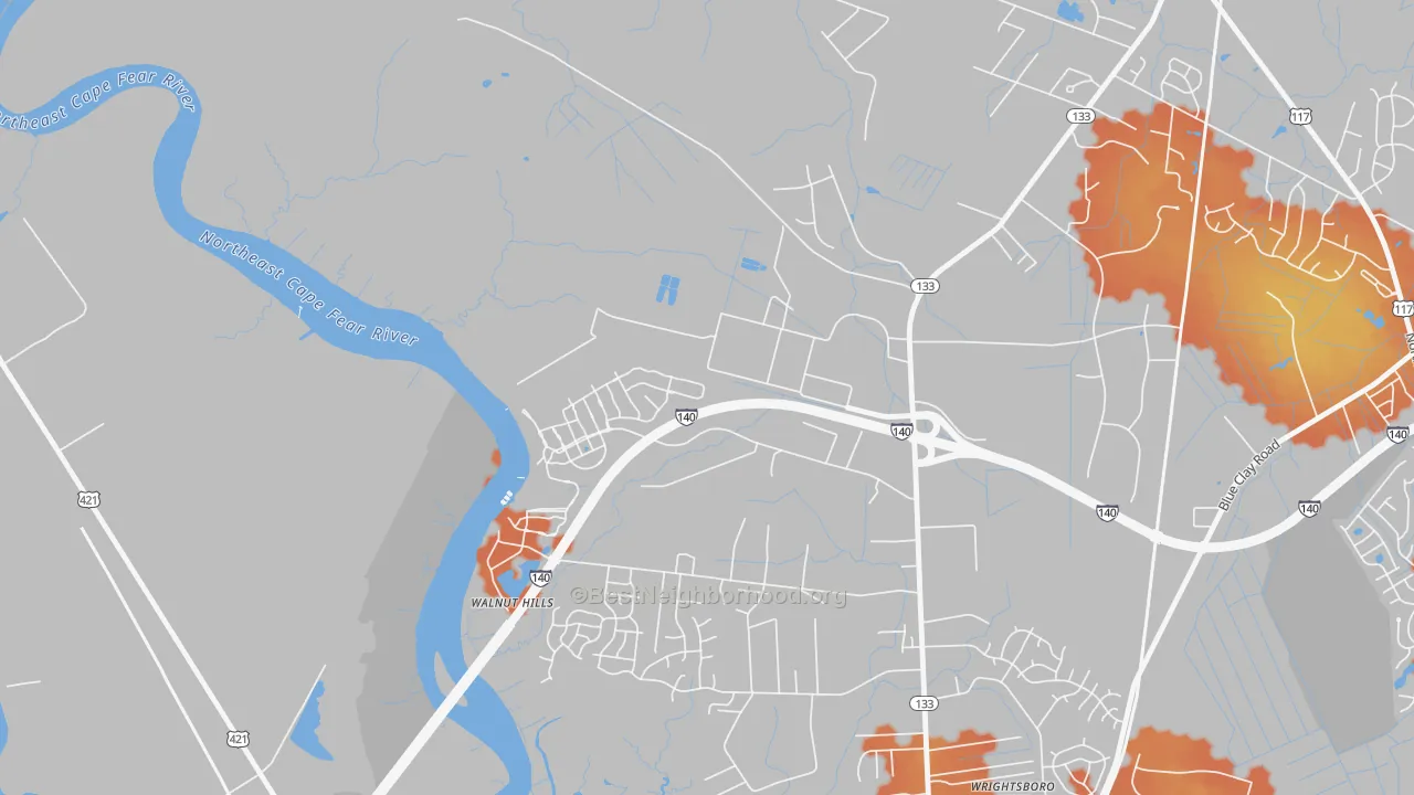 Bike Grade map of Skippers Corner, NC